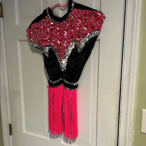 Glittery Pink and Black Kids Dance Costume